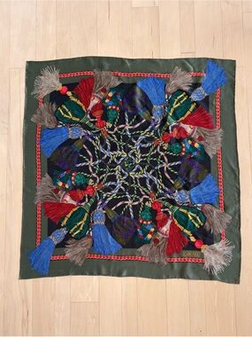 Carlisle Multicolor Tassel Motif Silk Scarf